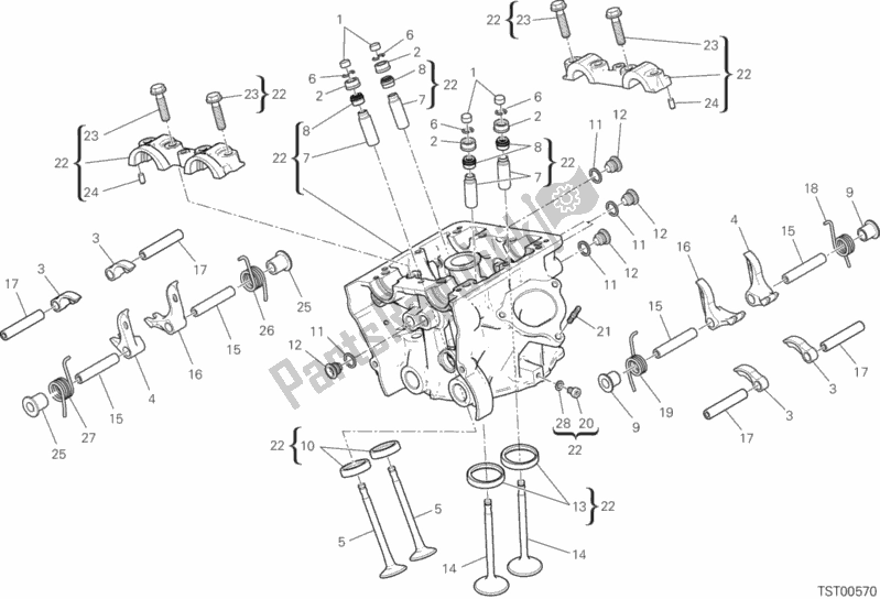 All parts for the Vertical Head of the Ducati Hypermotard 939 SP USA 2016